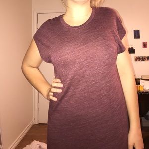 Madewell Sandwashed Maxi T-Shirt Dress in burgundy